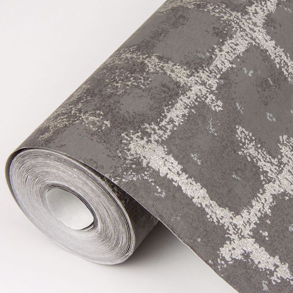 A Street Prints Shea Charcoal Distressed Geometric Wallpaper- Scott Living