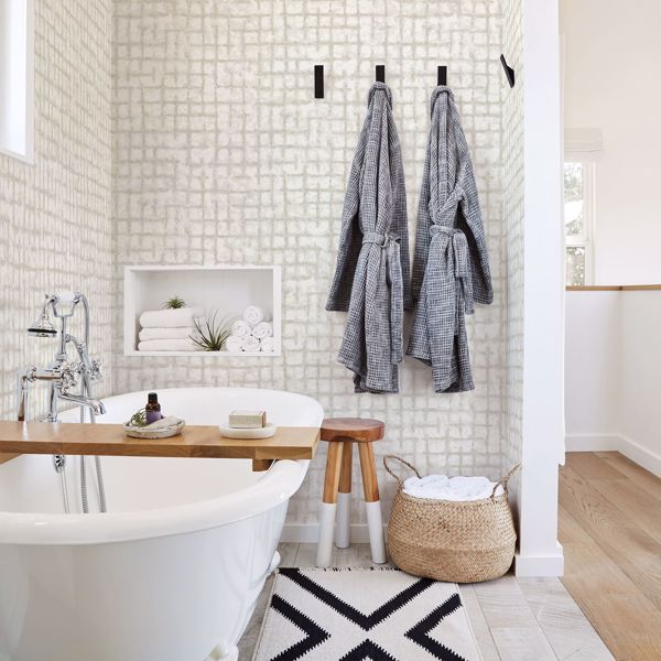 A Street Prints Shea Gold Distressed Geometric Wallpaper- Scott Living