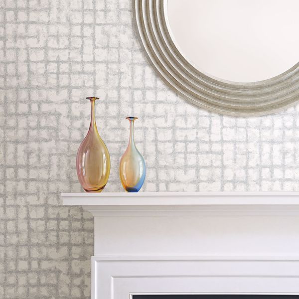 A Street Prints Shea Light Grey Distressed Geometric Wallpaper- Scott Living