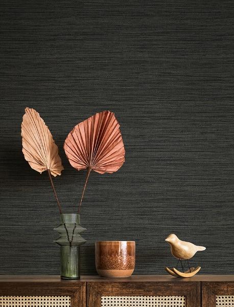 A Street Prints Sheehan Black Faux Grasscloth Wallpaper