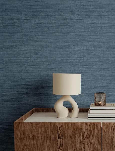 A Street Prints Sheehan Denim Faux Grasscloth Wallpaper