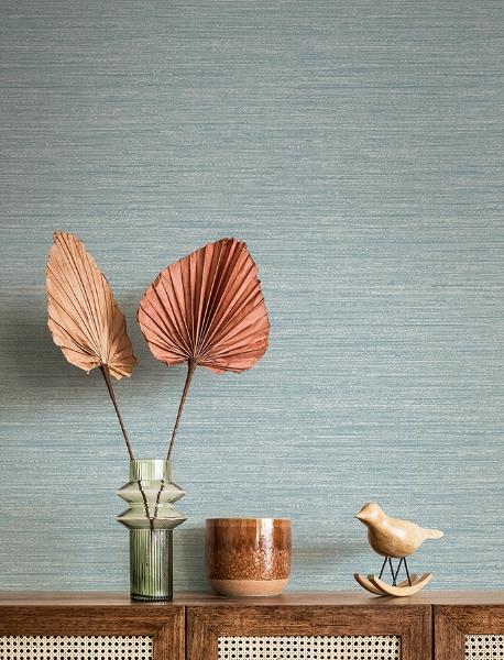 A Street Prints Sheehan Light Blue Faux Grasscloth Wallpaper