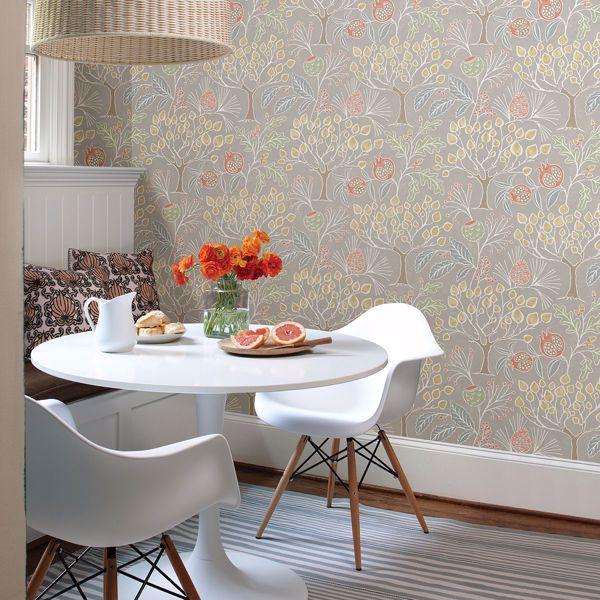 A Street Prints Shiloh Light Grey Botanical Wallpaper