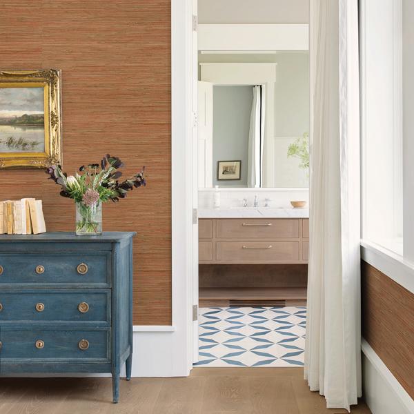 A Street Prints Shuang Coral Handmade Grasscloth Wallpaper