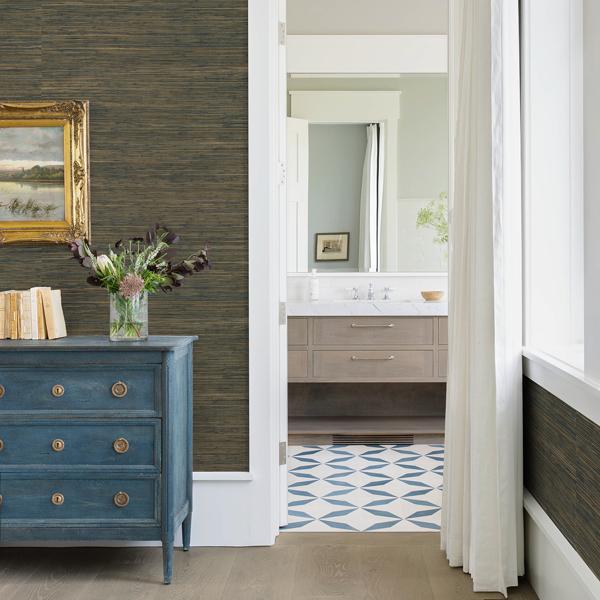 A Street Prints Shuang Teal Handmade Grasscloth Wallpaper