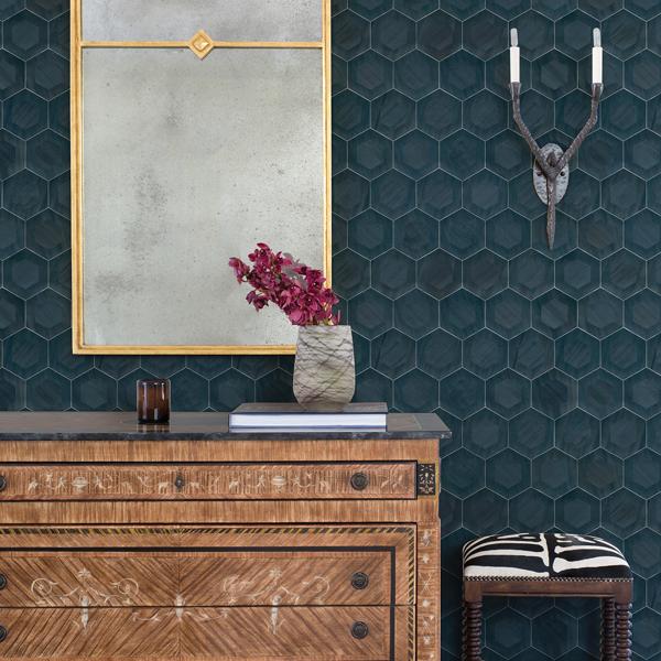 A Street Prints Shunan Blue Wood Veneer Inlay Wallpaper