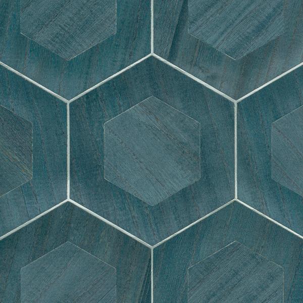 A Street Prints Shunan Blue Wood Veneer Inlay Wallpaper