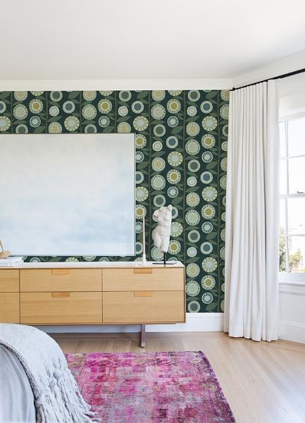 A Street Prints Sisu Evergreen Floral Geometric Wallpaper