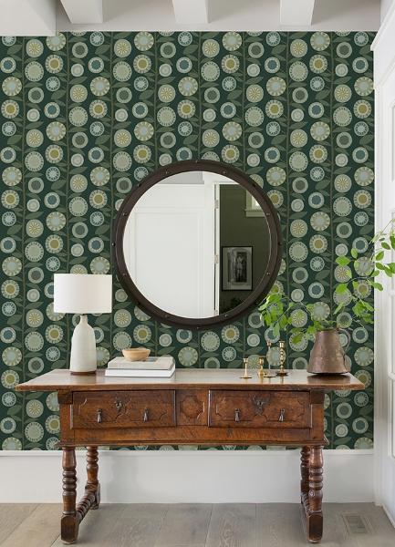 A Street Prints Sisu Evergreen Floral Geometric Wallpaper