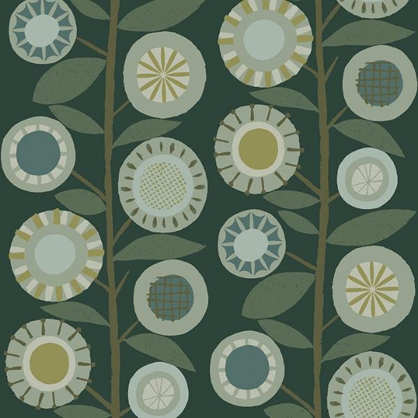 a street prints Sisu Evergreen Floral Geometric Wallpaper