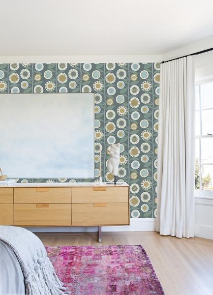 A Street Prints Sisu Grey Floral Geometric Wallpaper