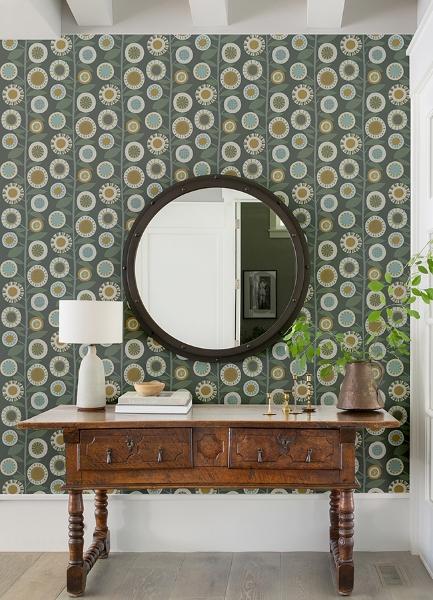 A Street Prints Sisu Grey Floral Geometric Wallpaper