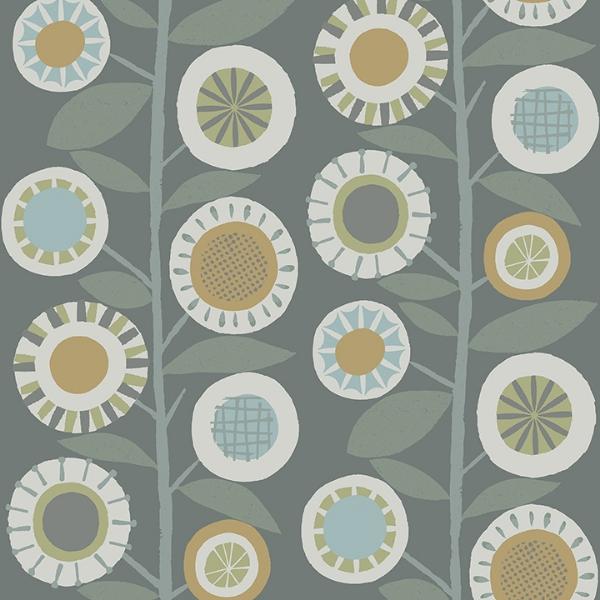 a street prints Sisu Grey Floral Geometric Wallpaper