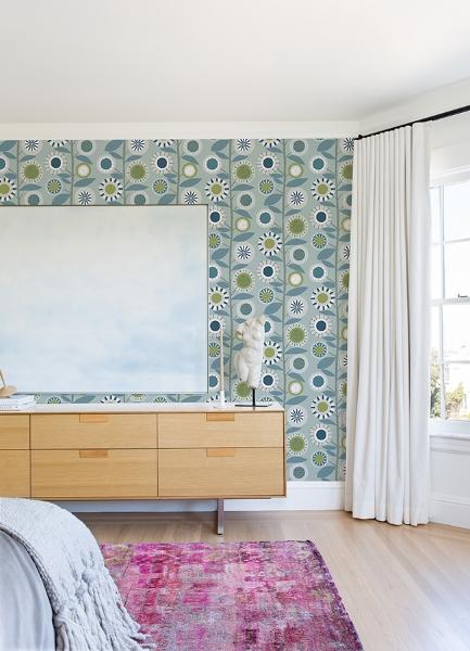 A Street Prints Sisu Light Blue Floral Geometric Wallpaper