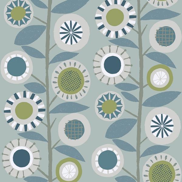a street prints Sisu Light Blue Floral Geometric Wallpaper