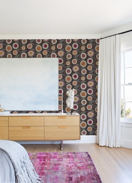 A Street Prints Sisu Raspberry Floral Geometric Wallpaper