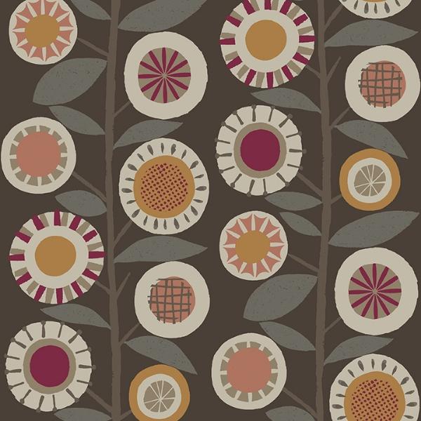 a street prints Sisu Raspberry Floral Geometric Wallpaper