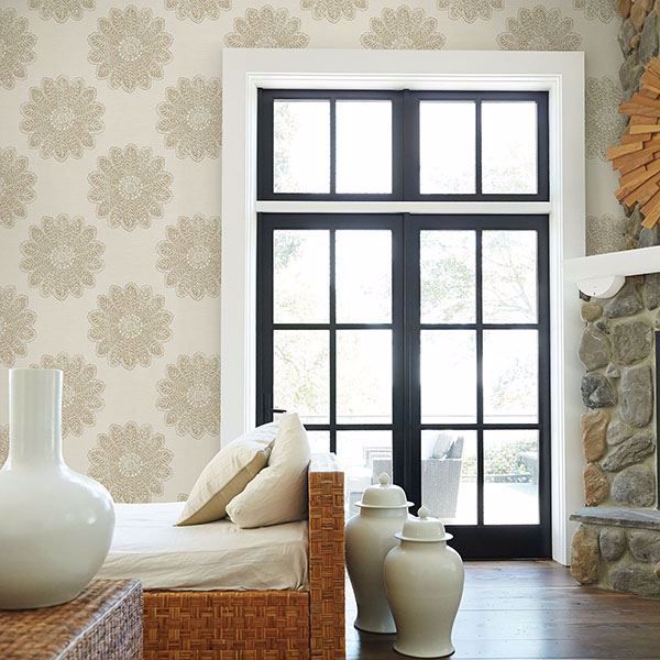 A Street Prints Sol Light Brown Medallion Wallpaper