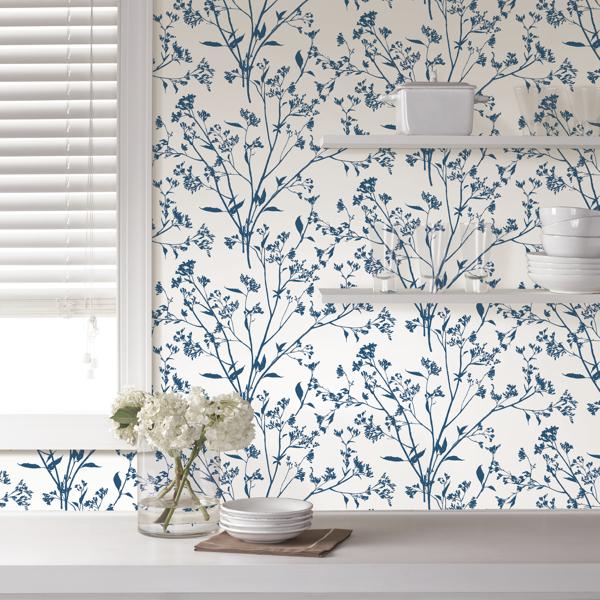 A Street Prints Southport Indigo Delicate Branches Wallpaper