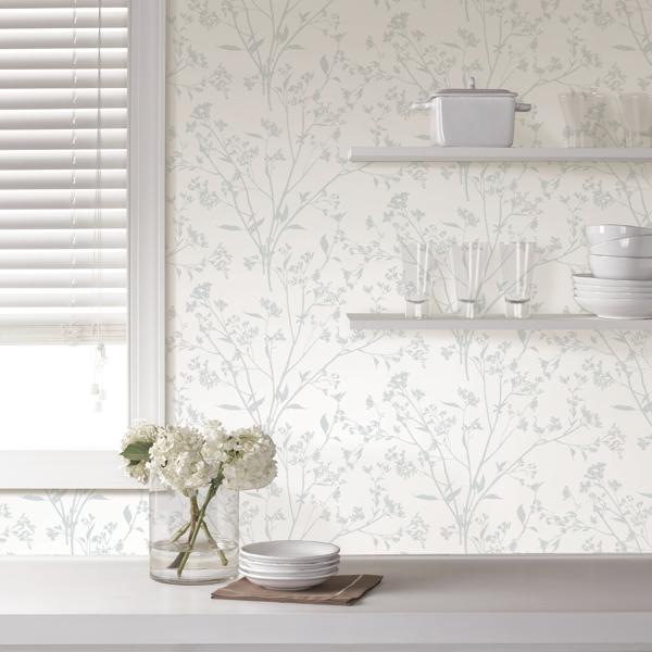 A Street Prints Southport Light Grey Delicate Branches Wallpaper