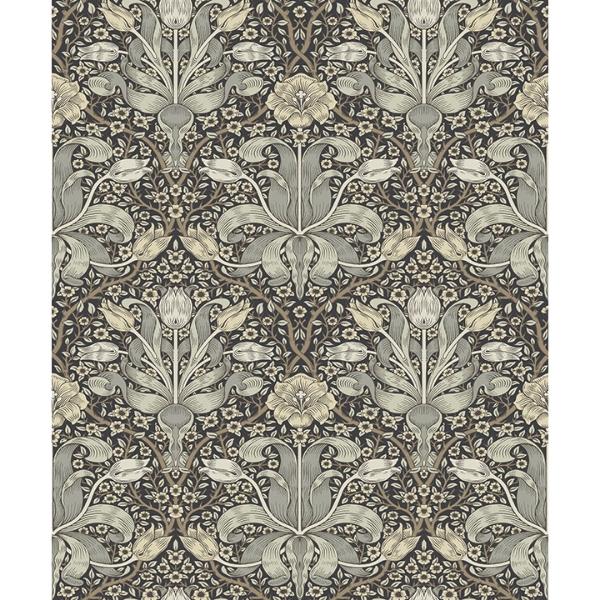 a street prints Spring Thicket Blue Tulip Damask Wallpaper