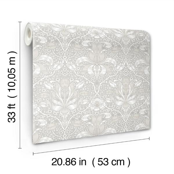 A Street Prints Spring Thicket Dove Tulip Damask Wallpaper