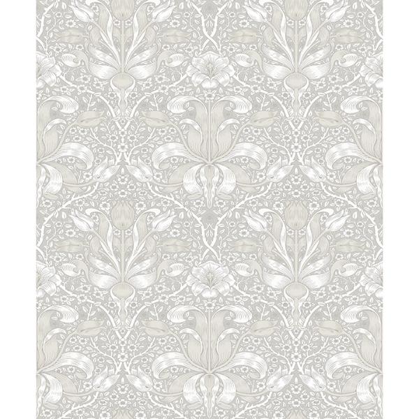 a street prints Spring Thicket Dove Tulip Damask Wallpaper