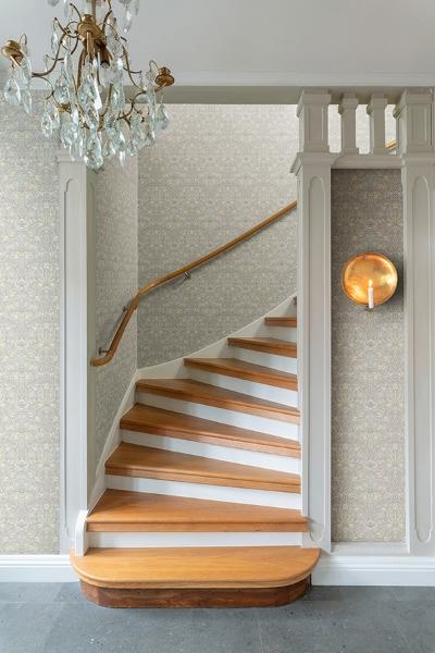 A Street Prints Spring Thicket Light Blue Tulip Damask Wallpaper