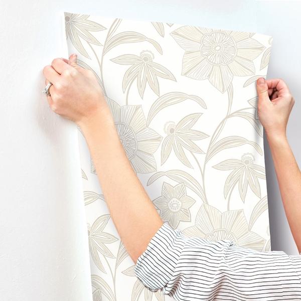 A Street Prints Star Flower Beige Floral Trail Wallpaper
