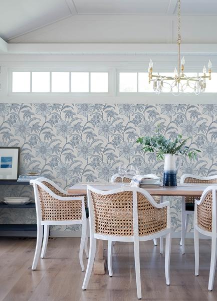 A Street Prints Star Flower Blue Floral Trail Wallpaper