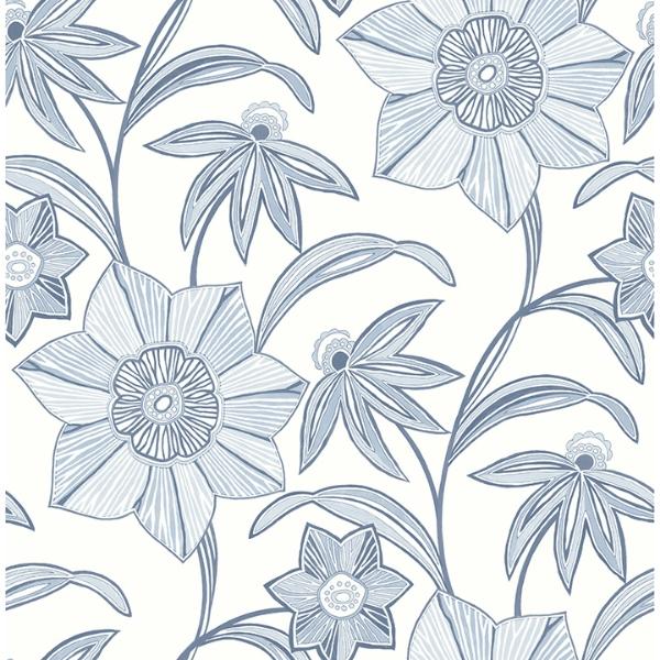 a street prints Star Flower Blue Floral Trail Wallpaper