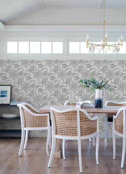 A Street Prints Star Flower Charcoal Floral Trail Wallpaper