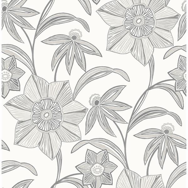 a street prints Star Flower Charcoal Floral Trail Wallpaper