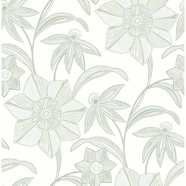 a street prints Star Flower Light Green Floral Trail Wallpaper