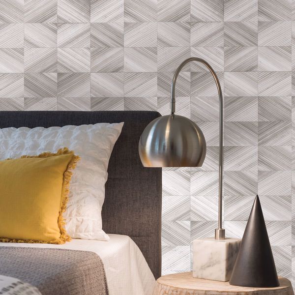 A Street Prints Stratum Grey Geometric Wood Wallpaper