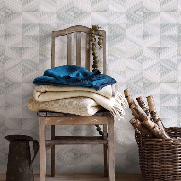 A Street Prints Stratum Light Blue Geometric Wood Wallpaper