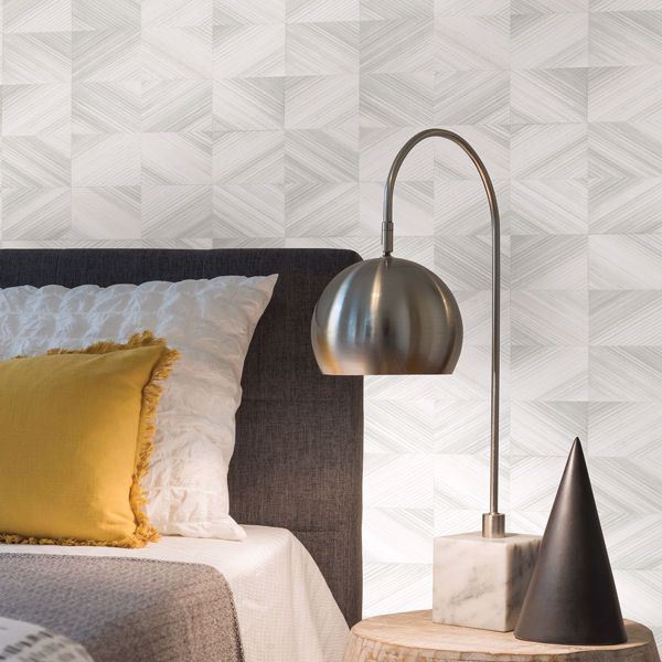 A Street Prints Stratum White Geometric Wood Wallpaper