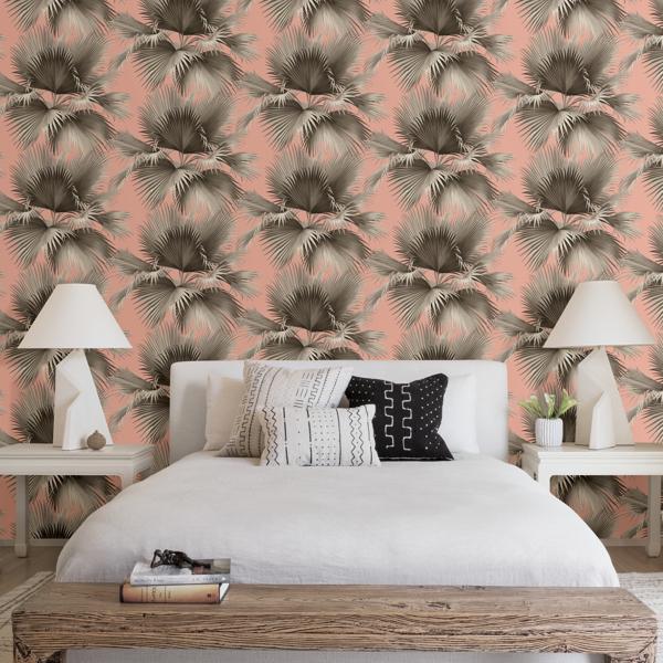 A Street Prints Summer Palm Blush Tropical Wallpaper