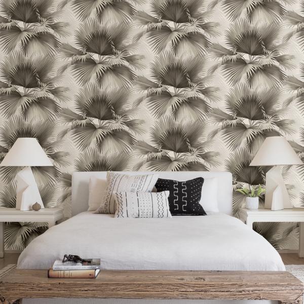 A Street Prints Summer Palm Charcoal Tropical Wallpaper