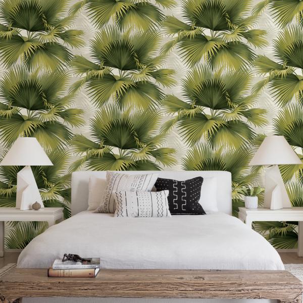 A Street Prints Summer Palm Green Tropical Wallpaper