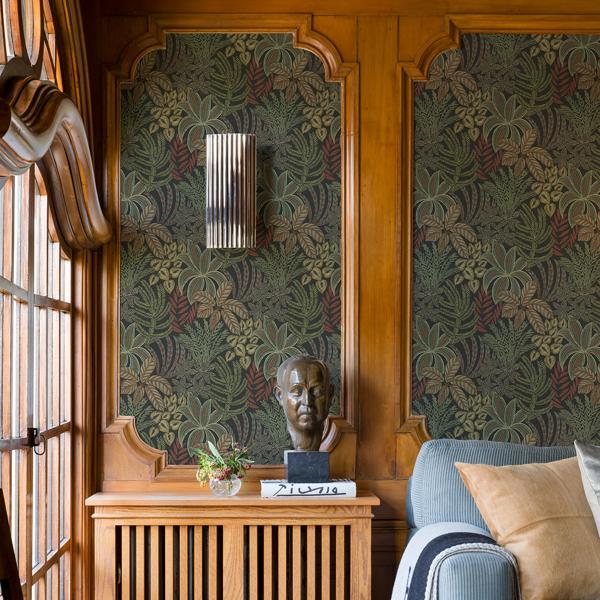 A Street Prints Sumner Black Woodland Botanical Wallpaper