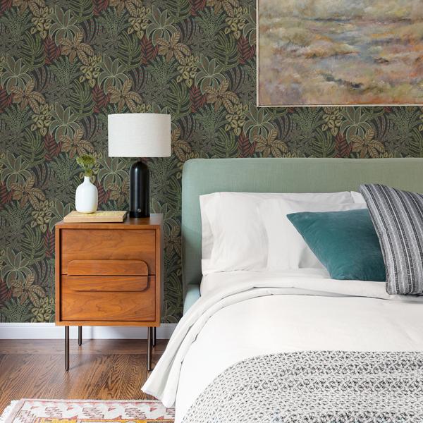 A Street Prints Sumner Black Woodland Botanical Wallpaper