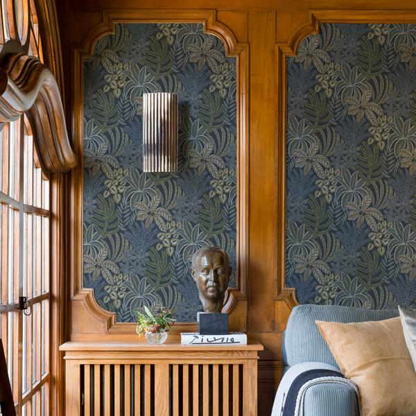 A Street Prints Sumner Navy Woodland Botanical Wallpaper