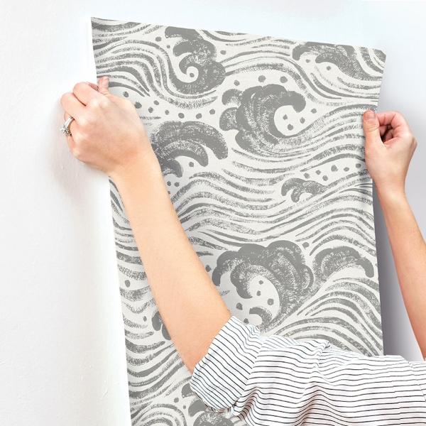 A Street Prints Swell Charcoal Ocean Wave Wallpaper