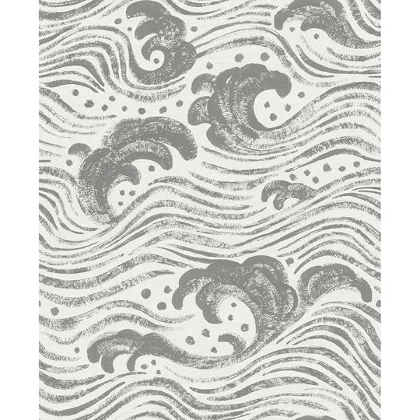 a street prints Swell Charcoal Ocean Wave Wallpaper