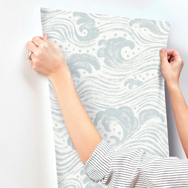A Street Prints Swell Light Blue Ocean Wave Wallpaper