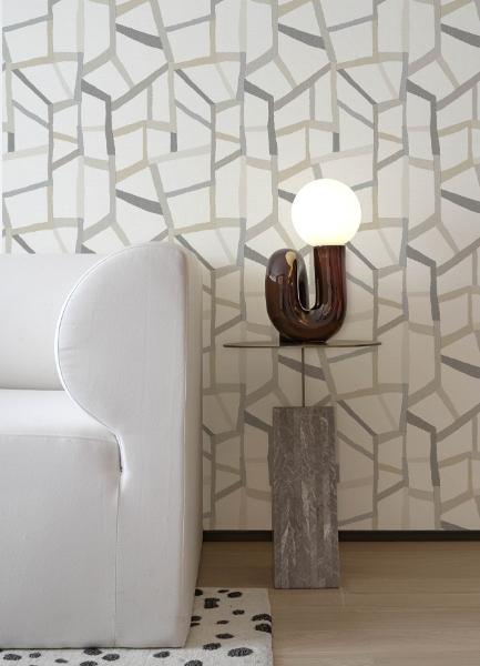 A Street Prints Tate Grey Geometric Linen Wallpaper