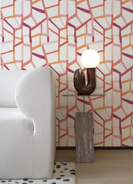 A Street Prints Tate Pink Geometric Linen Wallpaper