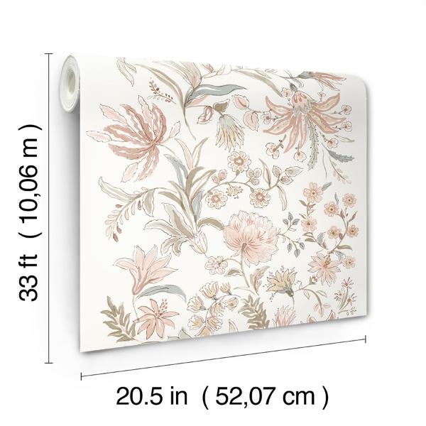 A Street Prints Teonna Light Pink Floral Stripe Wallpaper