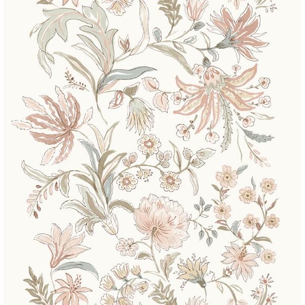 a street prints Teonna Light Pink Floral Stripe Wallpaper